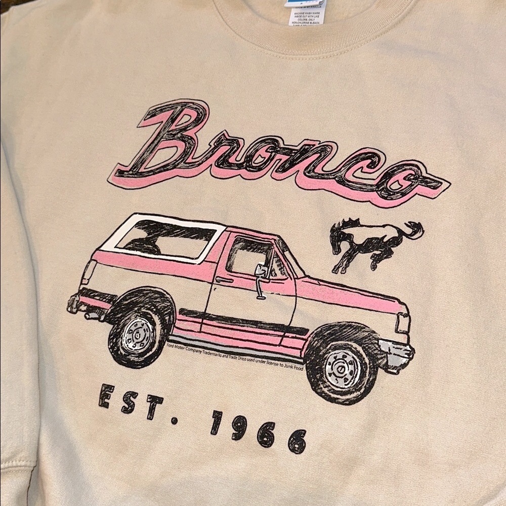 Junk food unisex 1966 Bronco flea market fleece crew sweatshirt size large - Picture 3 of 7